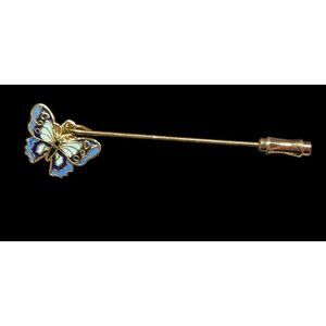 Vintage Fairycore Blue Cloissone Buttery Charm Stick Pin